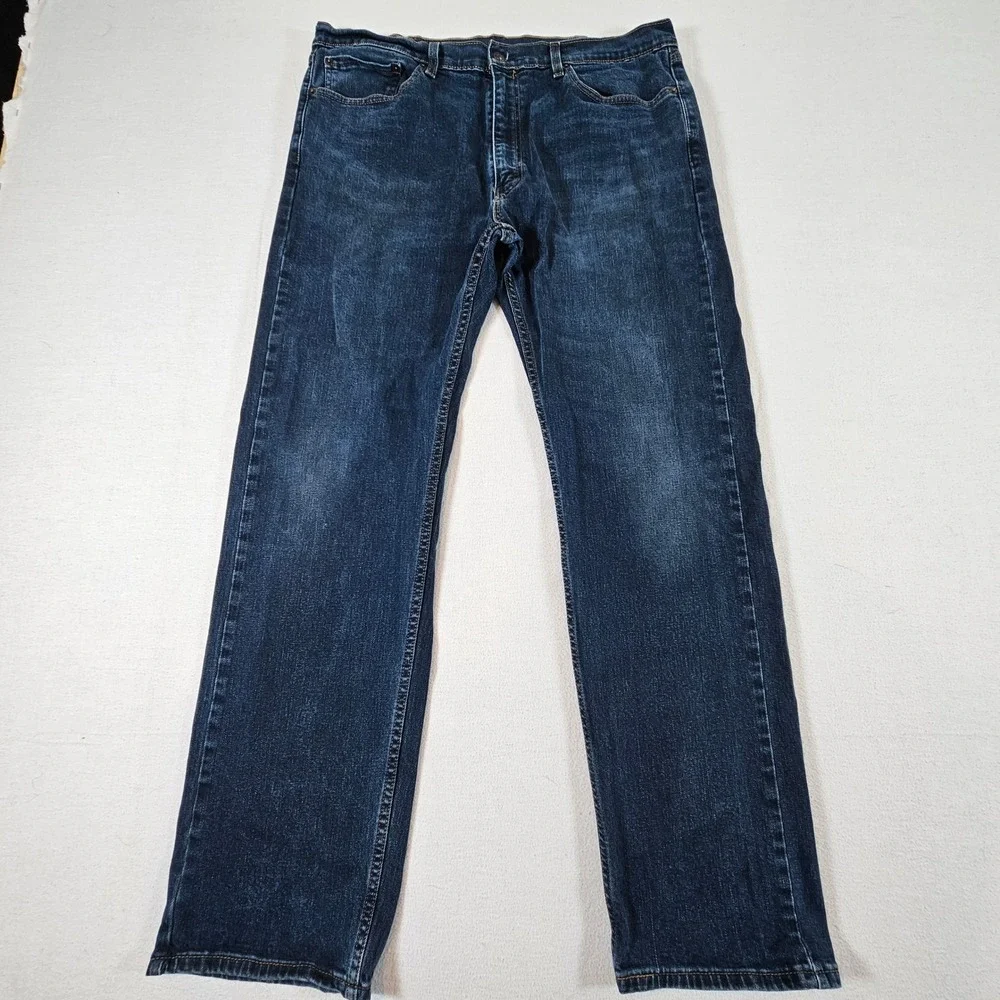 Levi's 505 Regular Fit Jeans Mens 38x32 Dark Wash Blue Straight Leg Denim